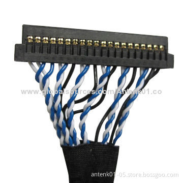 LVDS Cable 20P with Housing Connector, UL10064, 28AWG, 0.6mm OD
